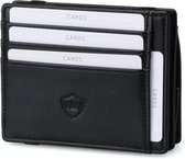 Walle Wallet Magic Edition - Luxe Heren Portemonnee van Leer – RFID Wallet voor mannen – Bescherming tegen Buigen & Breken – 10+ pasjes – ruimte voor Biljetten & veel Muntgeld - Zwart
