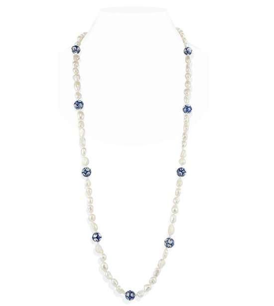 Collier de perles Witte avec bleu de Delft