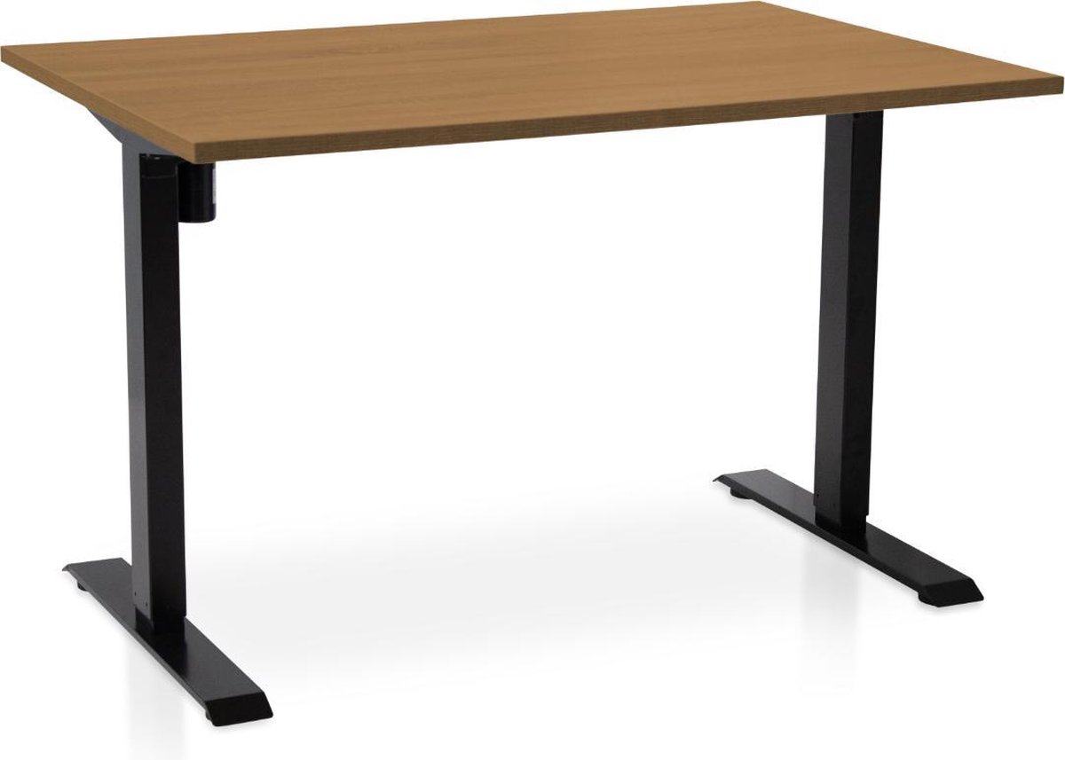 Multi Ratio Zit-sta bureau elektrisch verstelbaar - MRC EASY | 120 x 80 cm | inclusief stekkerdoos en kabelklemmen | frame zwart - blad havanna