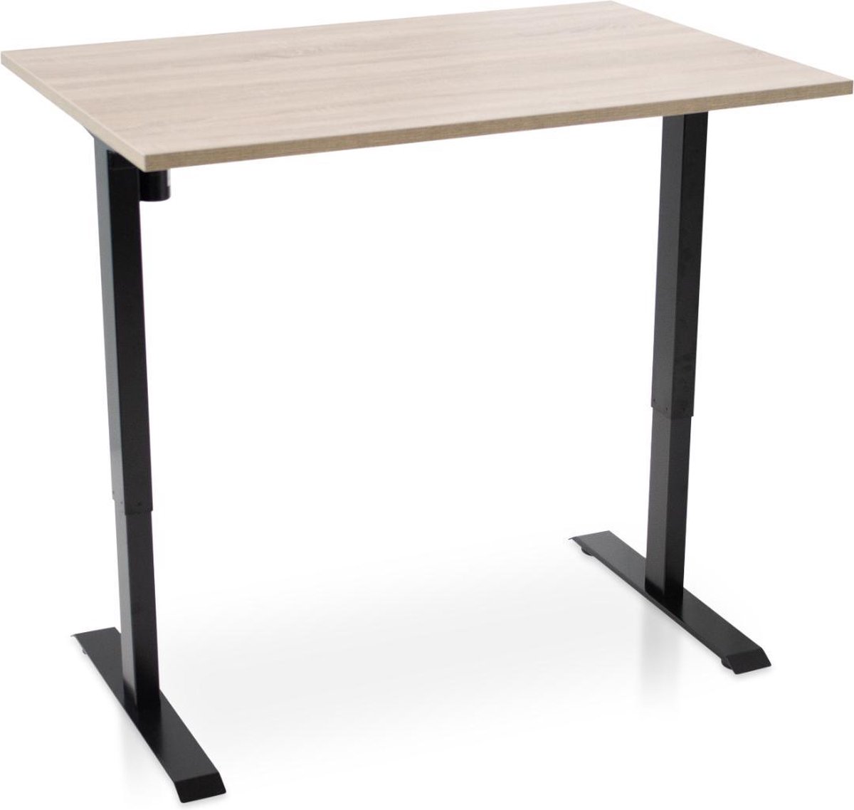 Zit-sta bureau elektrisch verstelbaar - MRC EASY | 140 x 80 cm | inclusief stekkerdoos en kabelklemmen | frame zwart - blad midden eiken