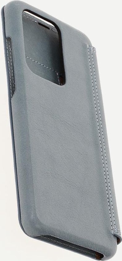 Minim Samsung Galaxy S20 Ultra Hoesje Echt Leer Book Case Blauw