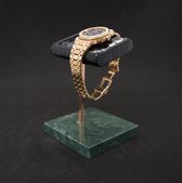 Watch Stand / Display / Horlogestandaard - Groen Marmer, Rosegouden Standaard, CROCODILE Kalfsleer