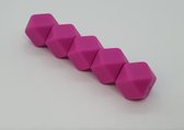 Siliconen kralen Hexagon 17mm – 5 STUKS FUCHSIA ROZE - Vele kleuren beschikbaar – Wood & Fun