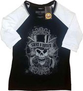 Guns N' Roses Raglan top -2XL- Faded Skull Zwart/Wit