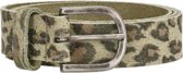 Old West BELTSNL Lederen Dames Riem - Leopard - 3 cm - Olijfgroen - maat 85