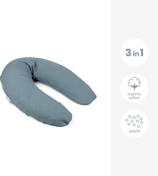 Doomoo Basics Comfy Big - Voedingskussen - Biokatoen - 190cm - Tetra Blue van Doomoo — afbeelding 2