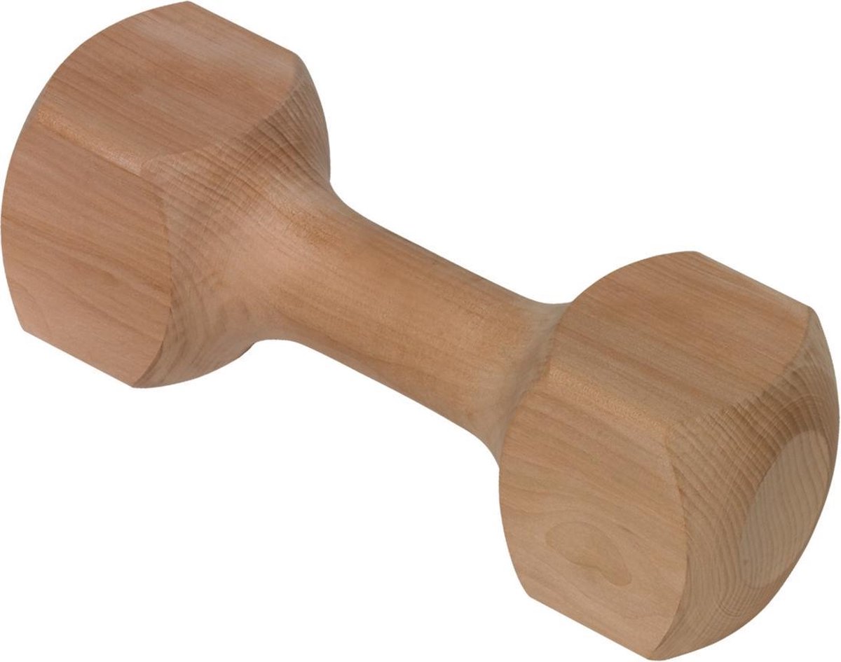 Vadigran Speelgoed Hond - dumbell Hout - Apporteerblok - 250G -21cm - bezigheidstherapie voor uw hond -halter - large