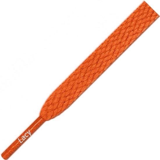 Schoenveters -Veters - Sneakerveters - Flatties - Plat - Oranje - Veterlengte 130 cm – Breedte 10 mm