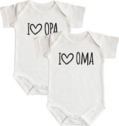 Rompers - I love opa & i love oma - maat: 74/80 - korte mouw - baby - opa - romper opa - oma - romper oma - rompertjes baby - rompertjes baby met tekst - rompers - rompertje - romp