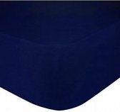 Premium hoeslaken-jersey-100% katoen -stretch-1Persoons-90x200+30cm Hoekhoogte - Donkerblauw