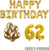 62 jaar Verjaardag Versiering Ballon Pakket Goud