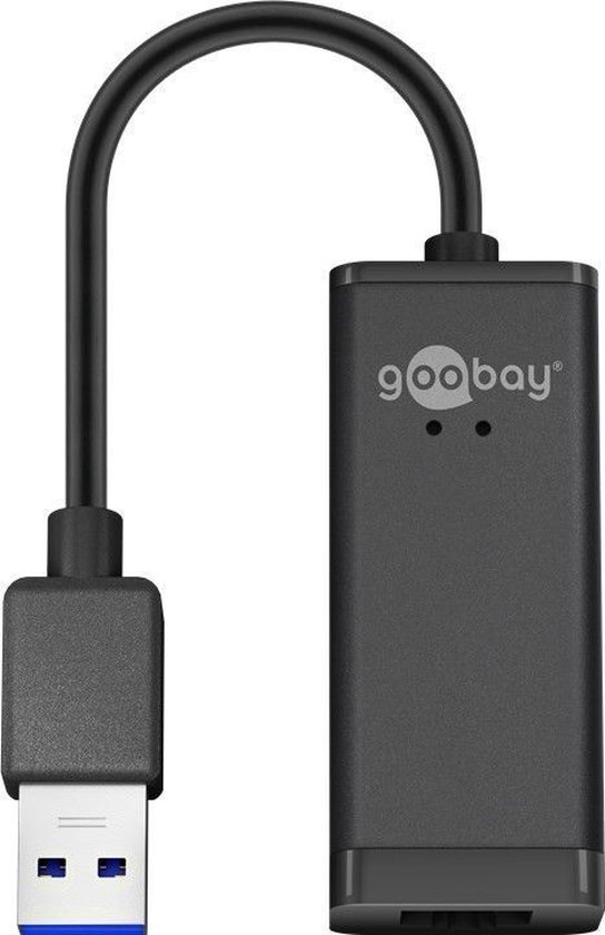 Goobay 95442 - Adattatore USB 3.0 A Gigabit Ethernet. Cavo Da 10 Cm. Connessione Di Rete Stabile Fino A 1000 Mbps Per PC, Mac E Notebook. Plug & Play, Nessun Alimentatore Esterno.