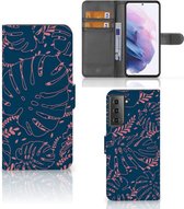 Smartphone Hoesje Geschikt voor Samsung Galaxy S21 Plus Bookcase Palm Leaves