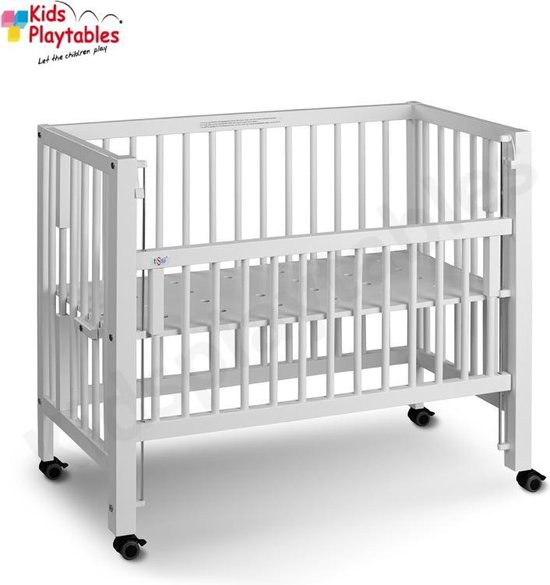 Product: Ledikant Bedkant Wit | Co sleeper | Baby bed | Peuterbed | Kinderbed | Wieg | Bijzetbed | Kinderkamer | Kinderopvang, van het merk Tissi