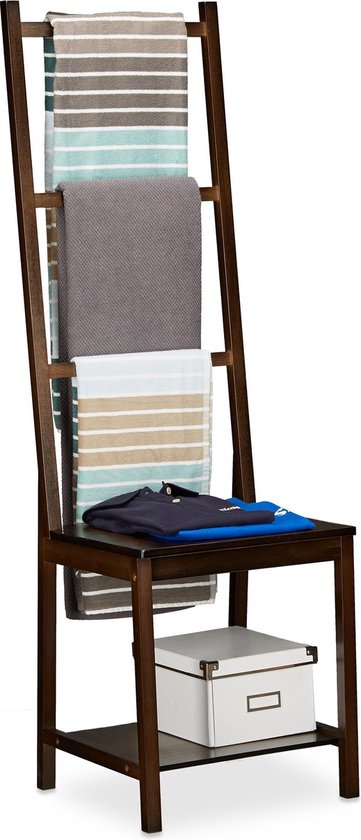 roman engel regen Relaxdays handdoekhouder stoel - bamboe - dressboy - 3 stangen - handdoekrek  badkamer | bol.com