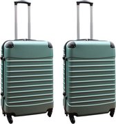 Kofferset 2 delige ABS groot - met cijferslot - 69 liter - groen