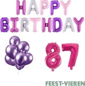 87 jaar Verjaardag Versiering Ballon Pakket Pastel & Roze
