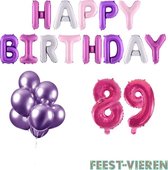 89 jaar Verjaardag Versiering Ballon Pakket Pastel & Roze