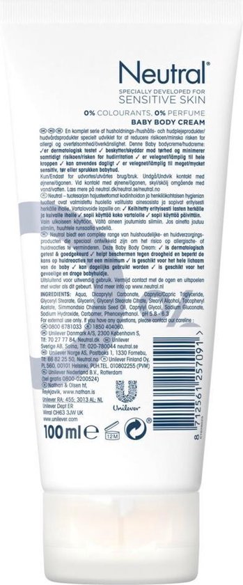 Neutral Crème Parfumvrij - 100 ml - Baby - Neutral