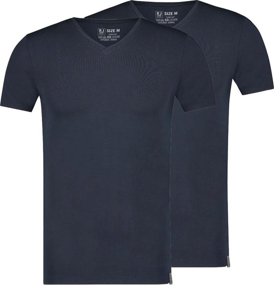 RJ Bodywear The Good Life T-shirts (2-pack) - slim fit heren T-shirts V-hals - donkerblauw - Maat: XXL