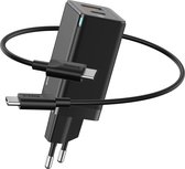 Baseus GaN Mini Snellader 45W met PD + USB-C Kabel 1M Zwart