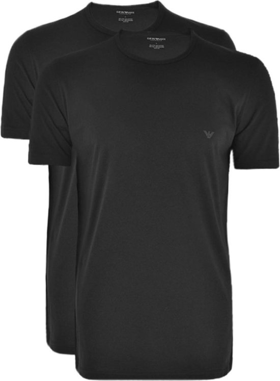 Emporio Armani Shirts Pure Cotton O-hals 2-pack Heren - Zwart - XL | bol.com