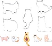 WiseGoods Emporte-pièces en forme de chat - Animaux en forme de biscuit - Set WiseGoods - Biscuits au four - Cuisine - Moule de cuisson - 5 pièces