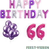 66 jaar Verjaardag Versiering Ballon Pakket Pastel & Roze