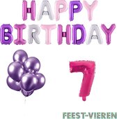 7 jaar Verjaardag Versiering Ballon Pakket Pastel & Roze