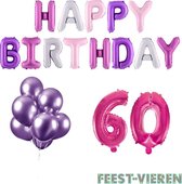 60 jaar Verjaardag Versiering Ballon Pakket Pastel & Roze