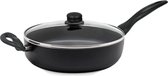 Keukenpan - Ø 28 cm - Luxe keukenpan van 28cm Anti-aanbaklaag - handvat zwart - Pan met Deksel