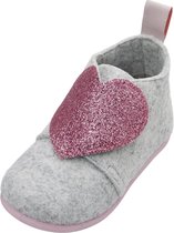 Playshoes Pantoffels Hart Junior Vilt Grijs/roze Maat 20