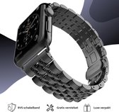 Geschikt voor Apple Watch bandje 38 / 40 / 41 mm - Series 1 2 3 4 5 6 7 8 SE - Smartwatch iWatch horloge band - 38mm 40mm 41mm - Fungus - RVS metaal - Zwart - Fijn
