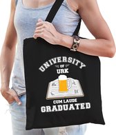 Carnaval verkleed tasje zwart university of Urk voor dames - Urkse geslaagd / afstudeer cadeau tas