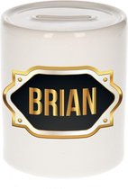 Brian naam cadeau spaarpot met gouden embleem - kado verjaardag/ vaderdag/ pensioen/ geslaagd/ bedankt