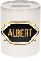 Albert naam cadeau spaarpot met gouden embleem - kado verjaardag/ vaderdag/ pensioen/ geslaagd/ bedankt