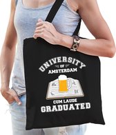 Carnaval verkleed tasje zwart university of Amsterdam voor dames - Amsterdams geslaagd / afstudeer cadeau tas