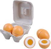 Simply For Kids Doosje met Houten Eieren 4-delig - Speelgoed - Keuken Accessoires