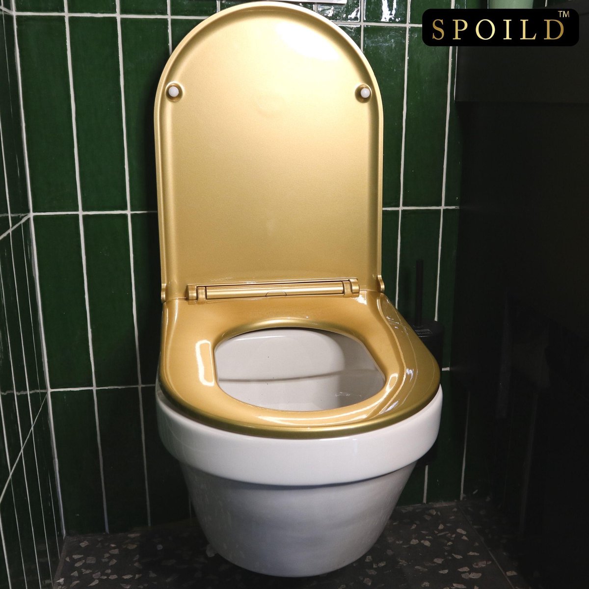 SpoilD - Designer Gouden / Goudkleurige Toiletbril - D Shape - Soft Close -  1 - Click... | bol.com
