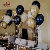 50 stuks Stijlvol assortiment grote ballonnen - Nedville collectie - metallic goud, zwart en wit - verjaardag ballonnen - 38 cm lang - top kwaliteit bio afbreekbaar latex - voor he