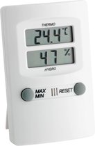 Digitale thermometer - hygrometer - wit - 70 x 110 x 20mm - voor tafel- en wandmontage, incl batterij