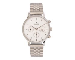 KRAEK Jocé Zilver Wit 38 mm | Dames Horloge | Stalen horlogebandje | Schakelbandje | Minimaal Design | Elvira collectie