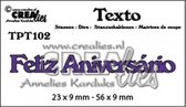 Crealies Texto snijmal "Feliz aniversário"