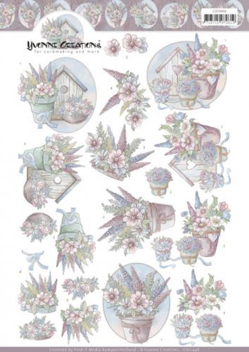 Flowers in Pastel 3D Cutting Sheet by Yvonne Creations 10 stuks