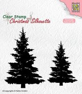 CSIL009 Nellie Snellen silhouette clear stamp spar -  Fir trees - kerstmis - stempel 2 dennenbomen