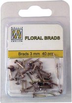 Nellie Snellen Floral Glitter Brads 3mm - 40stuks - Gold