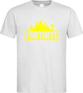 Wit T shirt met Geel "Fortnite Battle Royal" print size M