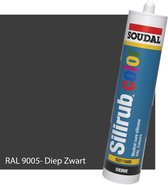 Siliconen Kit Sanitair - Soudal - Keuken - Voor binnen & buiten - RAL 9005 Diep Zwart - 300ml koker