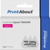 PrintAbout huismerk Inktcartridge T664340 Magenta geschikt voor Epson