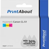 PrintAbout huismerk Inktcartridge CL-51 3-kleuren Hoge capaciteit geschikt voor Canon